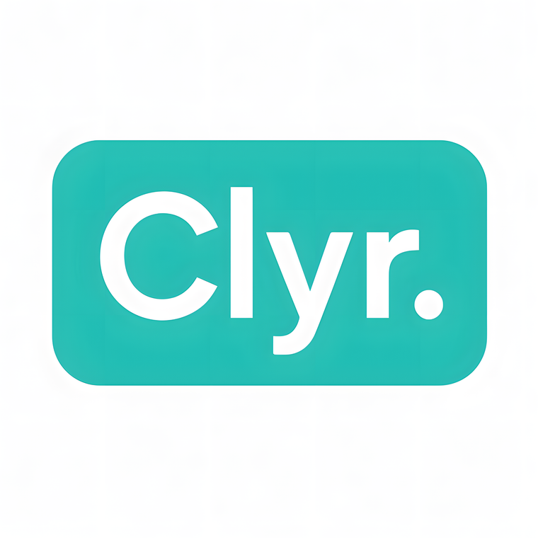 Teal logo with 'Clyr.' text on a white background